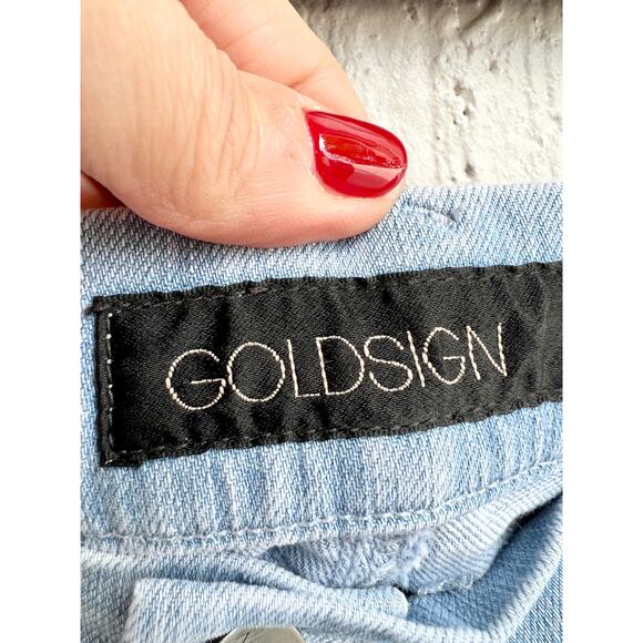 Gold Sign Mid Rise Bottom Wide Leg Jeans Light Denim Blue Women's Size 27 - Picture 4 of 6
